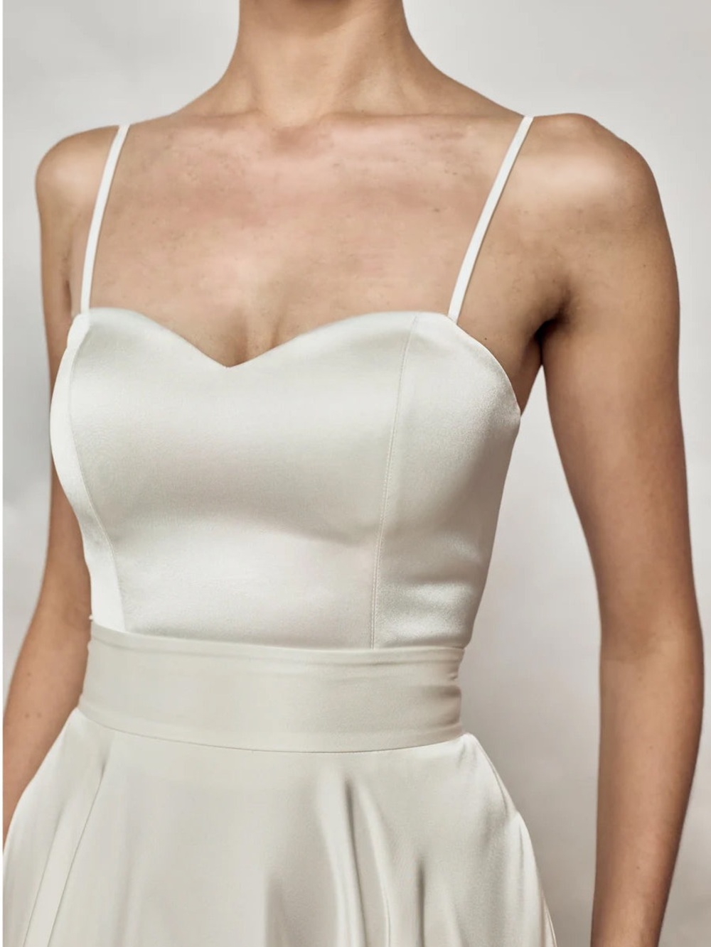 Catherine Deane Ivory Satin Darla Bodice w/Removable Straps.